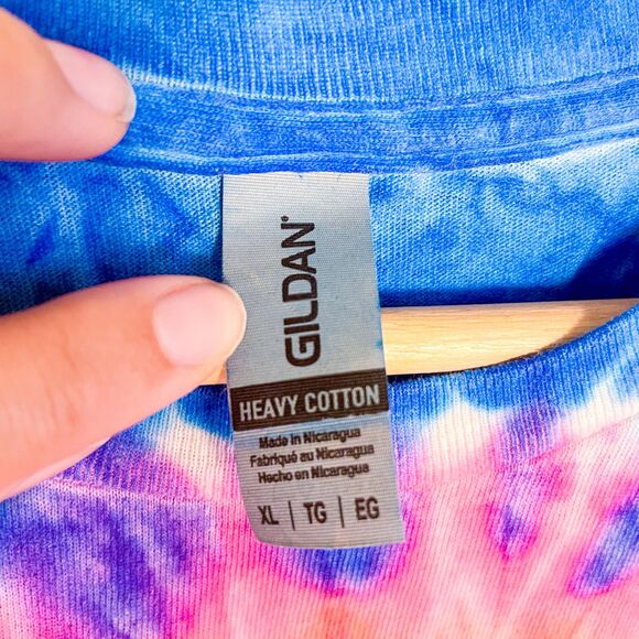 New Gildan Rainbow Tie-Dye Short Sleeve Tee-Shirt Crewneck T-Shirt Top Size XL - Picture 6 of 6